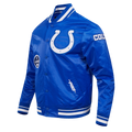 NFL INDIANAPOLIS COLTS OLD ENGLISH MEN'S RIB SATIN JACKET (ROYAL BLUE)