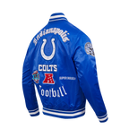 NFL INDIANAPOLIS COLTS OLD ENGLISH MEN'S RIB SATIN JACKET (ROYAL BLUE)