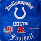 NFL INDIANAPOLIS COLTS OLD ENGLISH MEN'S RIB SATIN JACKET (ROYAL BLUE)