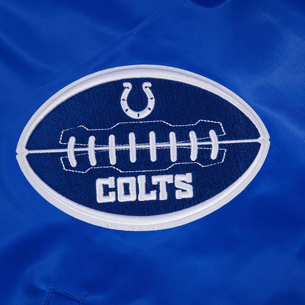 NFL INDIANAPOLIS COLTS OLD ENGLISH MEN'S RIB SATIN JACKET (ROYAL BLUE)