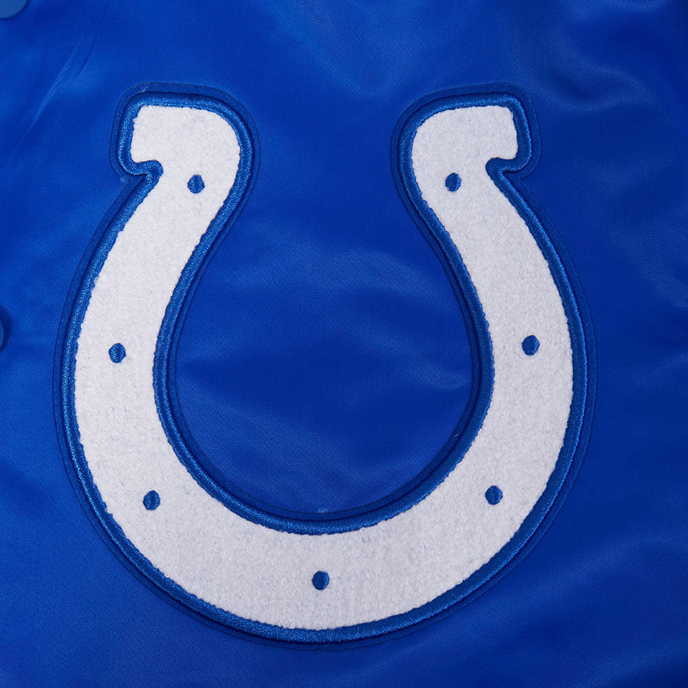 NFL INDIANAPOLIS COLTS OLD ENGLISH MEN'S RIB SATIN JACKET (ROYAL BLUE)