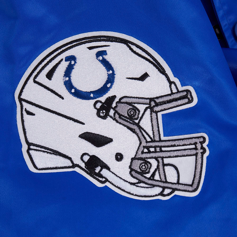 NFL INDIANAPOLIS COLTS OLD ENGLISH MEN'S RIB SATIN JACKET (ROYAL BLUE)