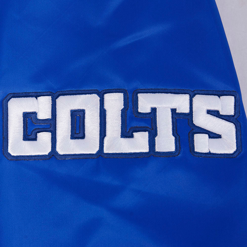 NFL INDIANAPOLIS COLTS OLD ENGLISH MEN'S RIB SATIN JACKET (ROYAL BLUE)