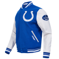 NFL INDIANAPOLIS COLTS OLD ENGLISH MEN'S RIB WOOL VARSITY JACKET (ROYAL BLUE/WHITE)