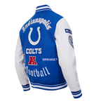 NFL INDIANAPOLIS COLTS OLD ENGLISH MEN'S RIB WOOL VARSITY JACKET (ROYAL BLUE/WHITE)