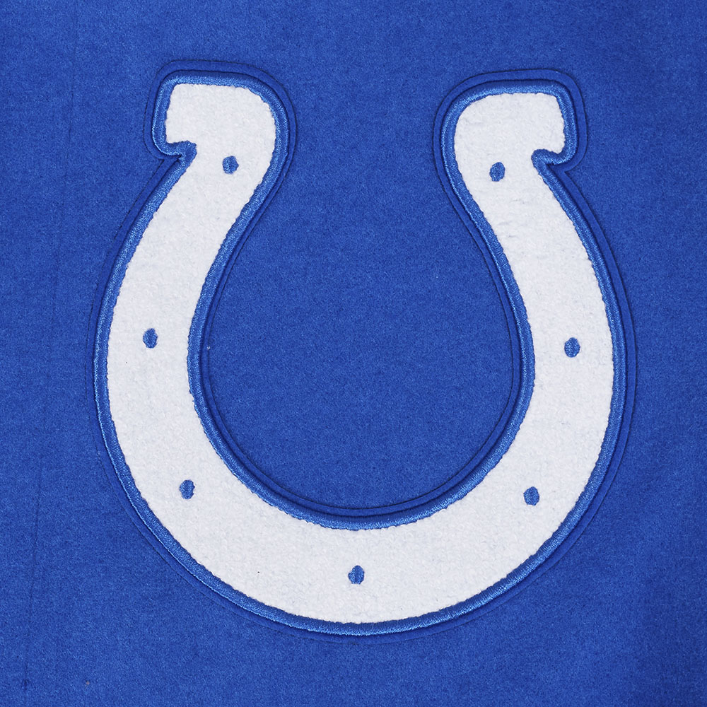 NFL INDIANAPOLIS COLTS OLD ENGLISH MEN'S RIB WOOL VARSITY JACKET (ROYAL BLUE/WHITE)