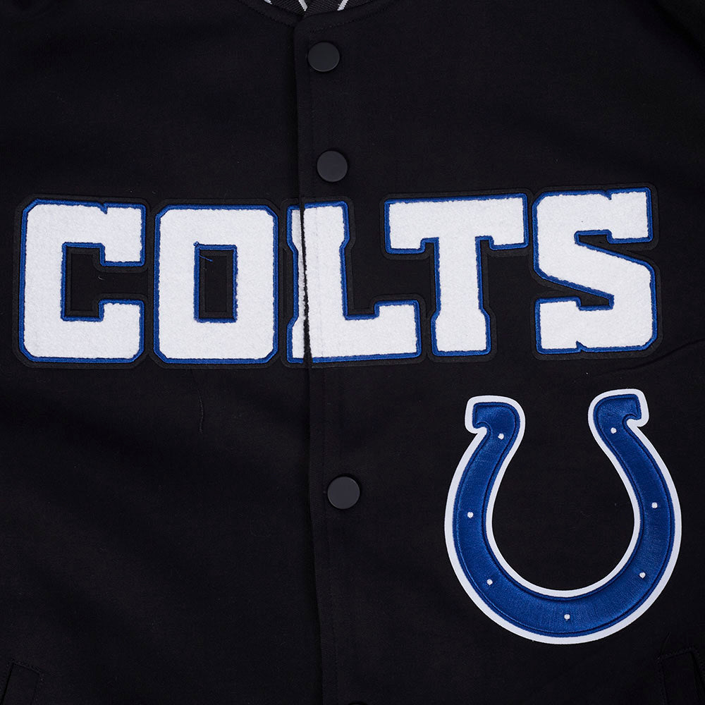 NFL INDIANAPOLIS COLTS BLOUSON PRO GAME DAY EN MAILLE DOUBLE POUR HOMME (NOIR/ARGENT/BLANC)