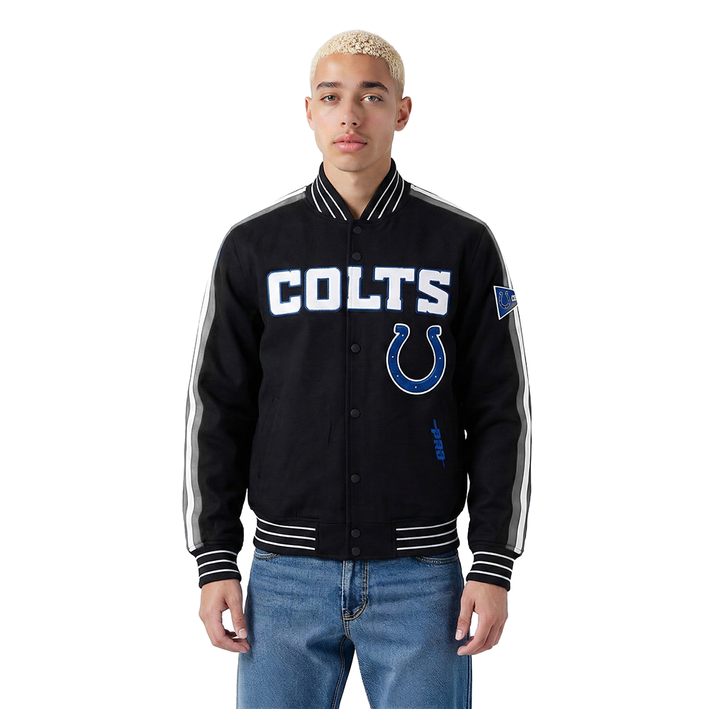 NFL INDIANAPOLIS COLTS BLOUSON PRO GAME DAY EN MAILLE DOUBLE POUR HOMME (NOIR/ARGENT/BLANC)
