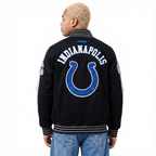 NFL INDIANAPOLIS COLTS BLOUSON PRO GAME DAY EN MAILLE DOUBLE POUR HOMME (NOIR/ARGENT/BLANC)