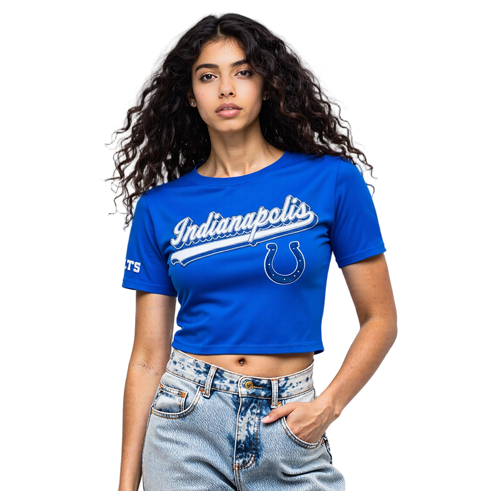 NFL INDIANAPOLIS COLTS SCRIPT TAIL WOMEN'S SJ BOXY TEE (ROYAL BLUE)