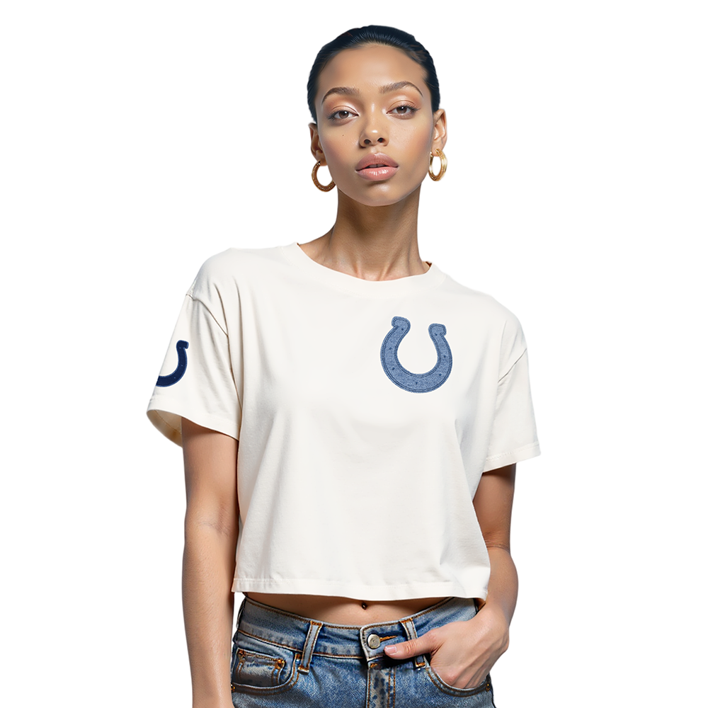 NFL INDIANAPOLIS COLTS VARSITY BLUES WOMEN'S  SJ BOXY TEE (LINEN)
