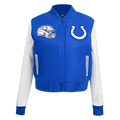 NFL INDIANAPOLIS COLTS CLASSIC BLOUSON COLLÉGIAL EN LAINE POUR FEMME (BLEU ROYAL/BLANC)