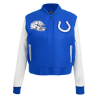NFL INDIANAPOLIS COLTS CLASSIC BLOUSON COLLÉGIAL EN LAINE POUR FEMME (BLEU ROYAL/BLANC)