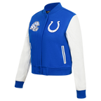 NFL INDIANAPOLIS COLTS CLASSIC BLOUSON COLLÉGIAL EN LAINE POUR FEMME (BLEU ROYAL/BLANC)