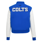NFL INDIANAPOLIS COLTS CLASSIC BLOUSON COLLÉGIAL EN LAINE POUR FEMME (BLEU ROYAL/BLANC)