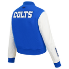 NFL INDIANAPOLIS COLTS CLASSIC BLOUSON COLLÉGIAL EN LAINE POUR FEMME (BLEU ROYAL/BLANC)