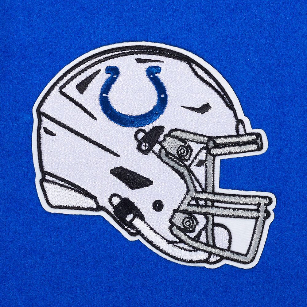 NFL INDIANAPOLIS COLTS CLASSIC BLOUSON COLLÉGIAL EN LAINE POUR FEMME (BLEU ROYAL/BLANC)
