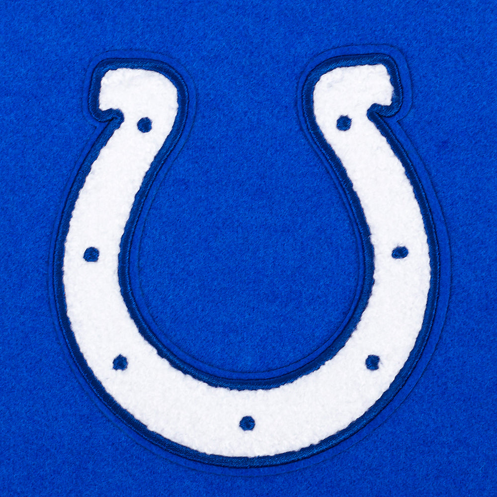 NFL INDIANAPOLIS COLTS CLASSIC BLOUSON COLLÉGIAL EN LAINE POUR FEMME (BLEU ROYAL/BLANC)