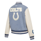 NFL INDIANAPOLIS COLTS VARSITY BLUES WOMEN'S DENIM VARSITY JACKET (DENIM/LINEN)