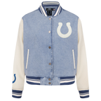 NFL INDIANAPOLIS COLTS VARSITY BLUES WOMEN'S DENIM VARSITY JACKET (DENIM/LINEN)