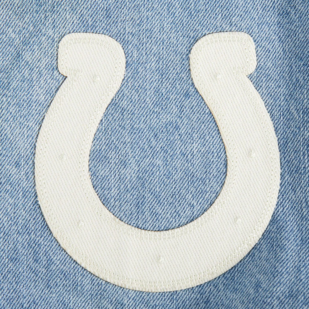 NFL INDIANAPOLIS COLTS VARSITY BLUES WOMEN'S DENIM VARSITY JACKET (DENIM/LINEN)