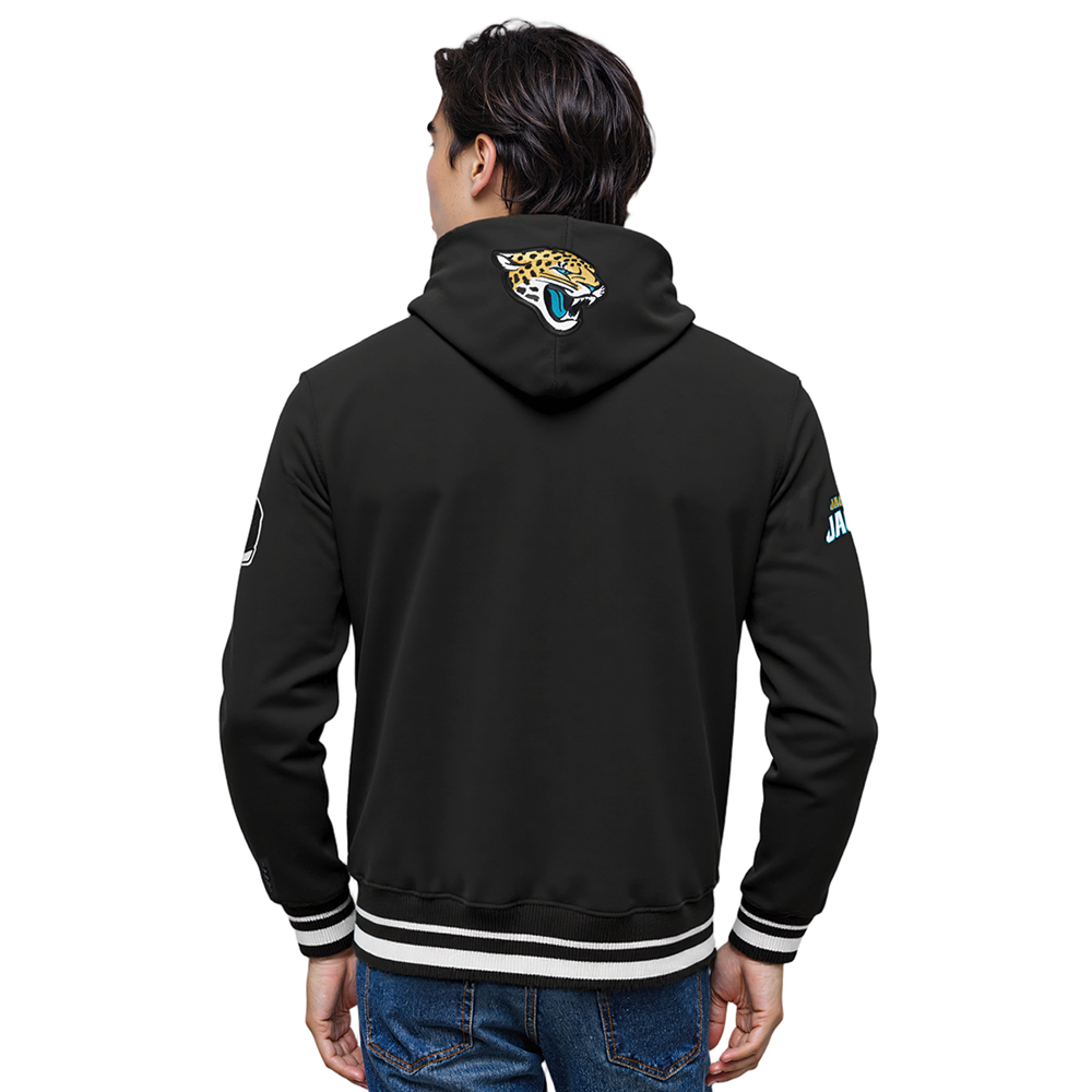 NFL JACKSONVILLE JAGUARS SCRIPT TAIL MEN'S RIB FLC PO HOODIE (BLACK)