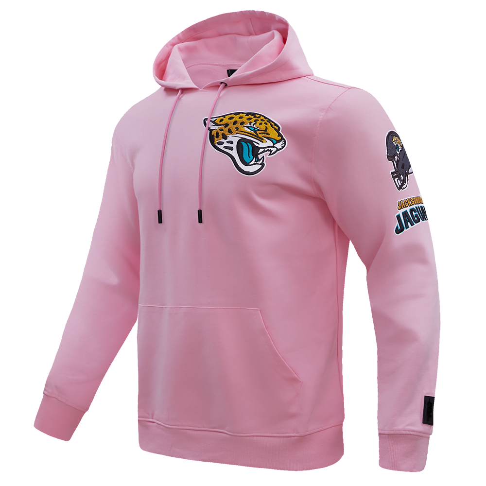 NFL JACKSONVILLE JAGUARS CLASSIC CHENILLE DOUBLE KNIT PULLOVER HOODIE (PINK)