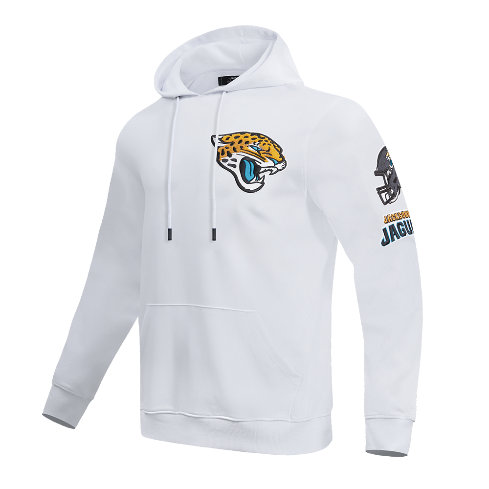 NFL JACKSONVILLE JAGUARS CLASSIC CHENILLE DOUBLE KNIT PULLOVER HOODIE (WHITE)