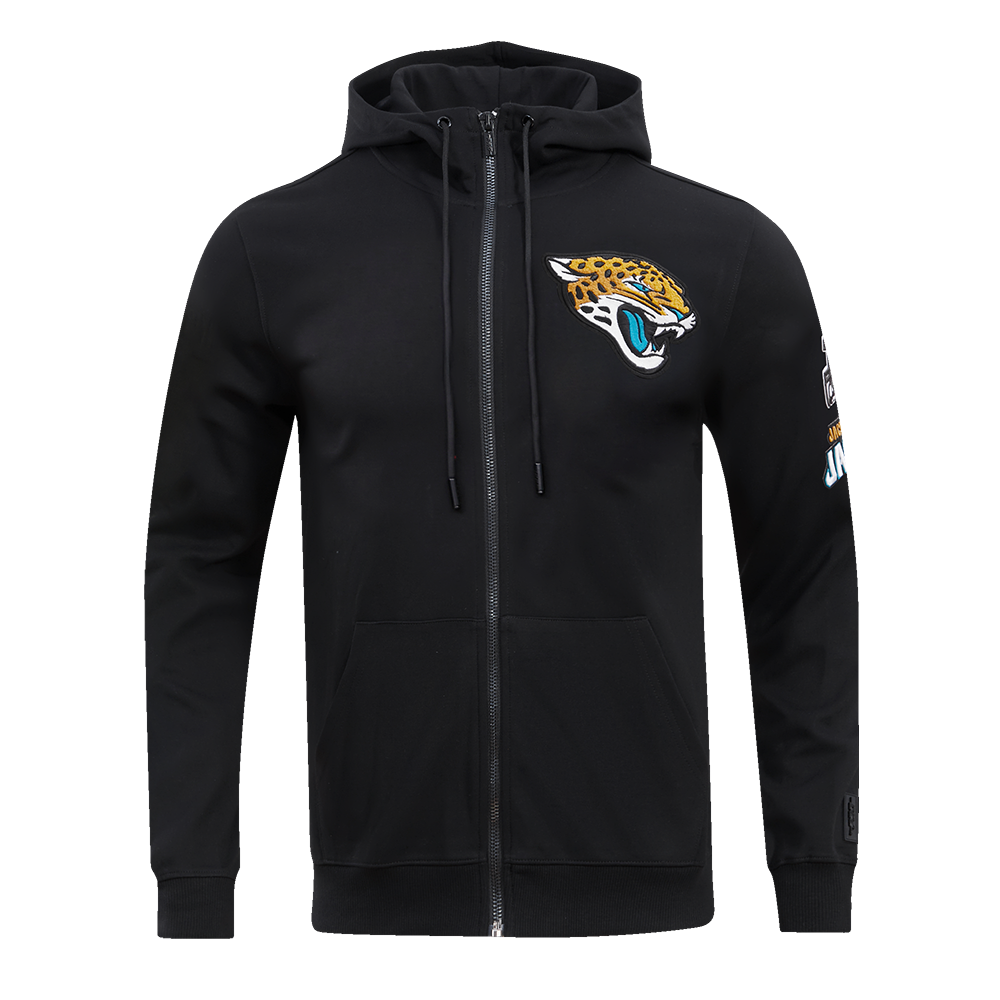 NFL JACKSONVILLE JAGUARS CLASSIC CHENILLE CHANDAIL À CAPUCHON EN MAILLE DOUBLE À GLISSIÈRE POUR HOMME (NOIR)