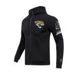 NFL JACKSONVILLE JAGUARS CLASSIC CHENILLE CHANDAIL À CAPUCHON EN MAILLE DOUBLE À GLISSIÈRE POUR HOMME (NOIR)