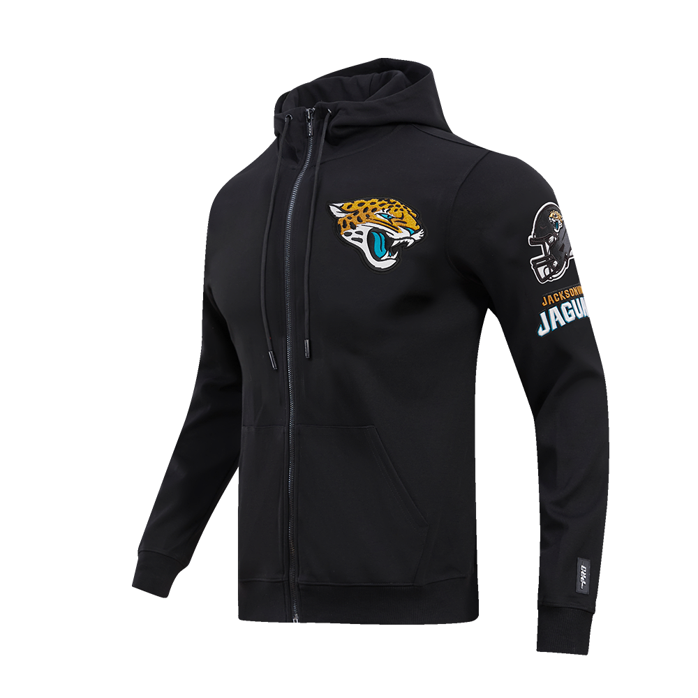 NFL JACKSONVILLE JAGUARS CLASSIC CHENILLE CHANDAIL À CAPUCHON EN MAILLE DOUBLE À GLISSIÈRE POUR HOMME (NOIR)