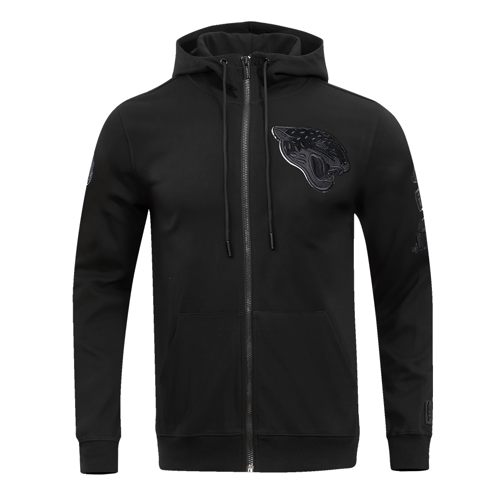 NFL JACKSONVILLE JAGUARS TRIPLE BLACK CHANDAIL À CAPUCHON EN MAILLE DOUBLE À GLISSIÈRE POUR HOMME (TRIPLE NOIR)