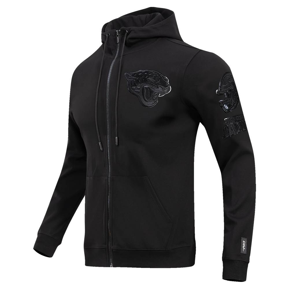 NFL JACKSONVILLE JAGUARS TRIPLE BLACK CHANDAIL À CAPUCHON EN MAILLE DOUBLE À GLISSIÈRE POUR HOMME (TRIPLE NOIR)