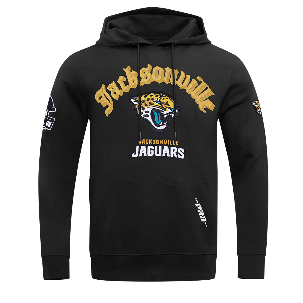 NFL JACKSONVILLE JAGUARS OLD ENGLISH MEN'S PO HOODIE (BLACK)
