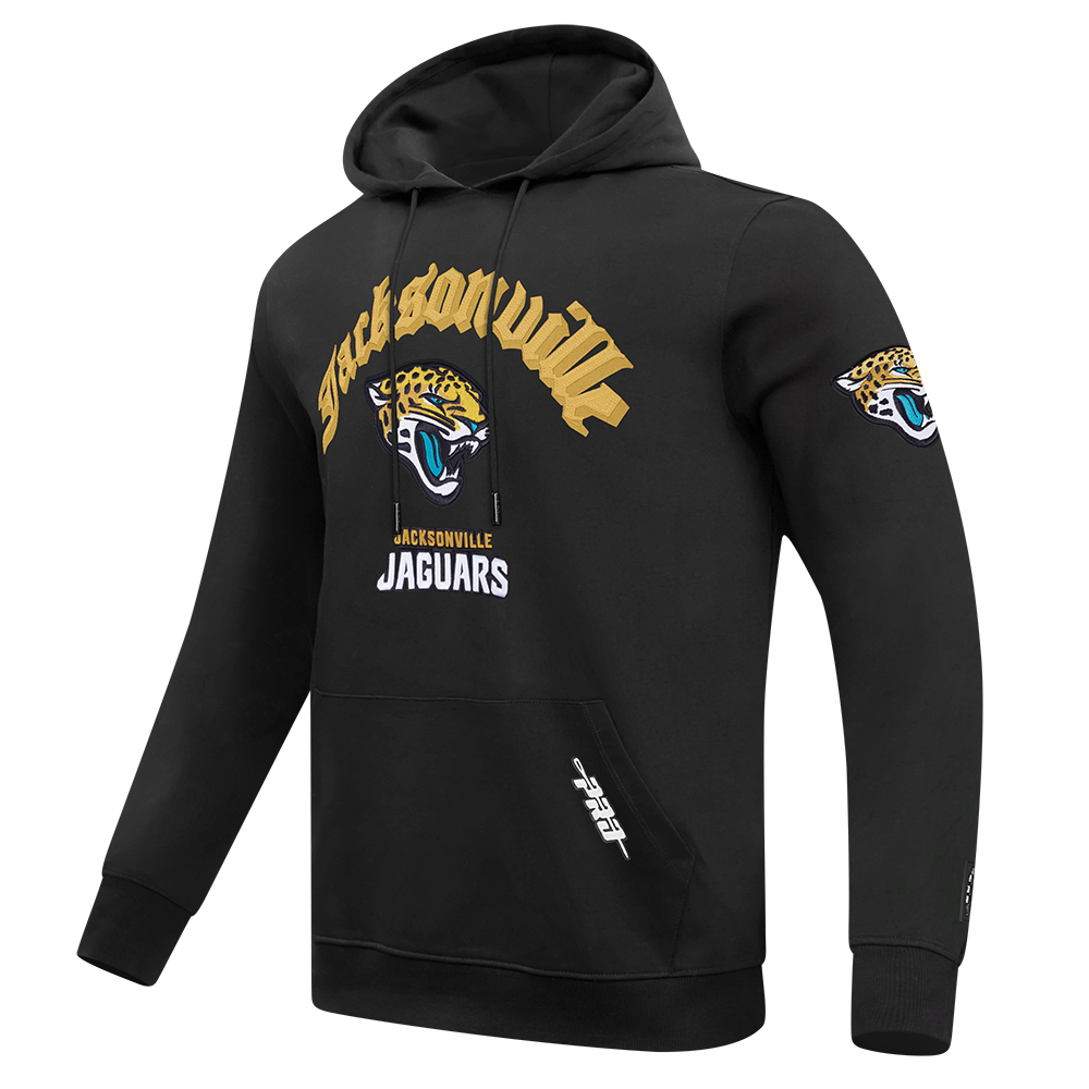 NFL JACKSONVILLE JAGUARS OLD ENGLISH MEN'S PO HOODIE (BLACK)
