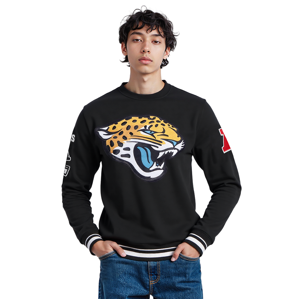 NFL JACKSONVILLE JAGUARS MASHUP MEN'S RIB CREWNECK (BLACK)