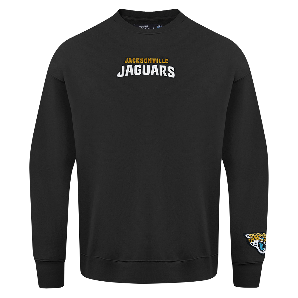 NFL JACKSONVILLE JAGUARS WINGSPAN MEN'S DROP SHOULDER FLC CREWNECK (BLACK)