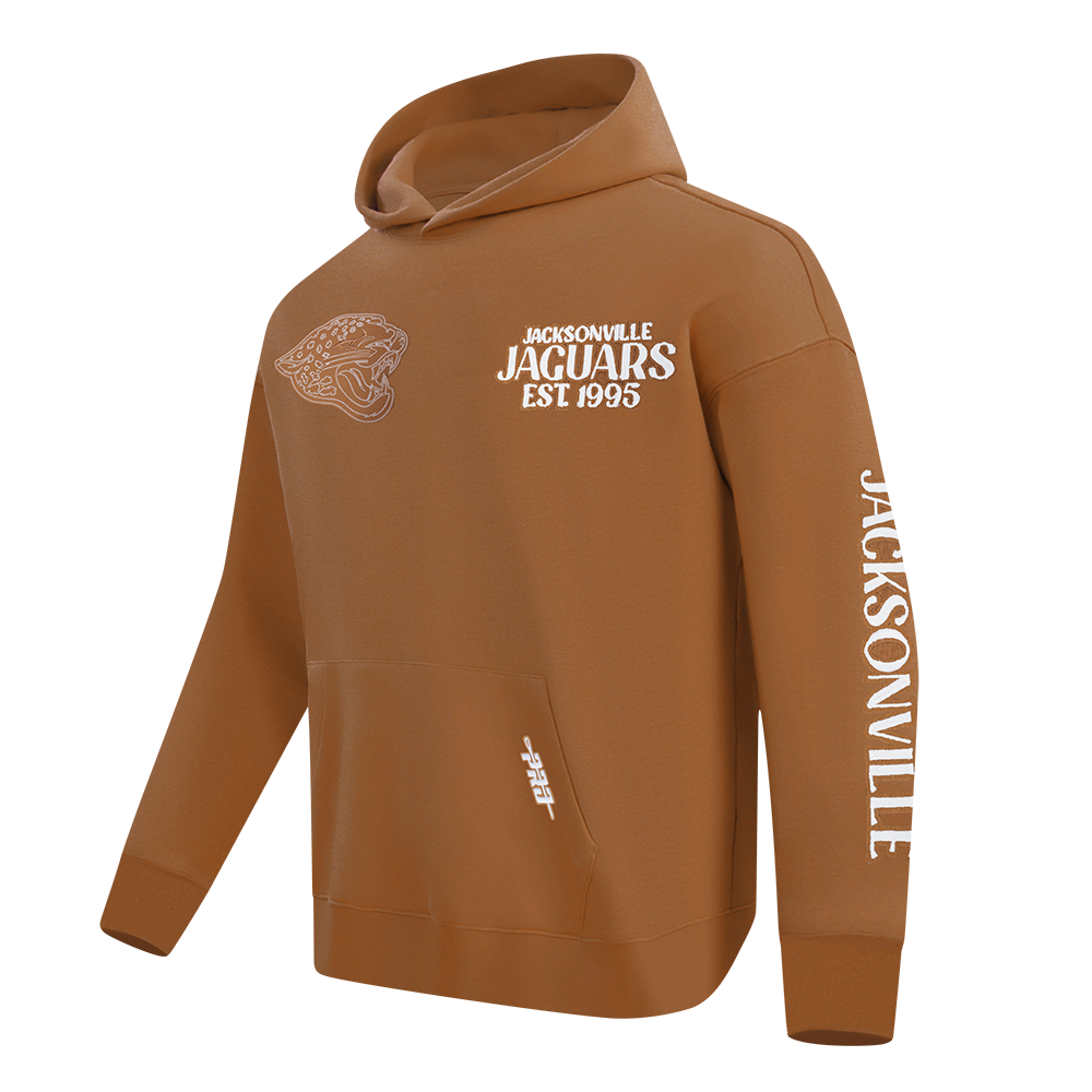 NFL JACKSONVILLE JAGUARS CHANDAIL À CAPUCHON À ÉPAULES TOMBANTES EN MOLLETON PTC V2 POUR HOMME (BRUN ARGILE)