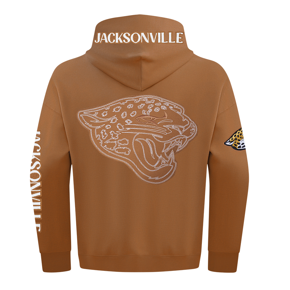 NFL JACKSONVILLE JAGUARS CHANDAIL À CAPUCHON À ÉPAULES TOMBANTES EN MOLLETON PTC V2 POUR HOMME (BRUN ARGILE)