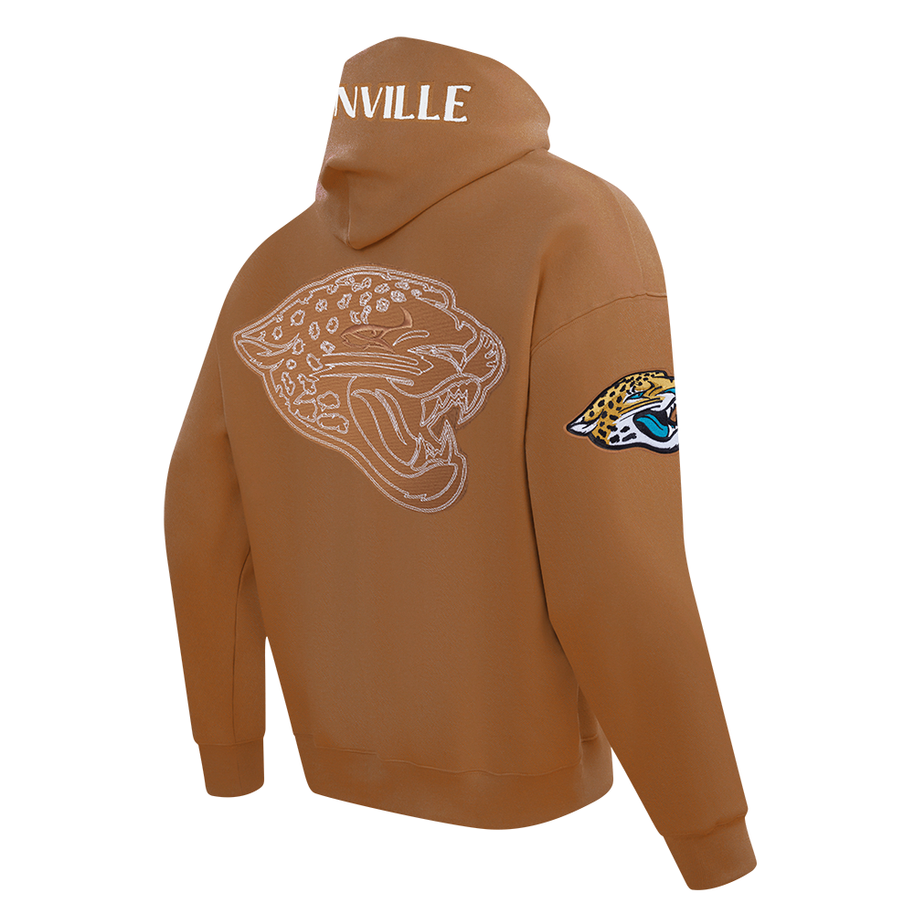 NFL JACKSONVILLE JAGUARS CHANDAIL À CAPUCHON À ÉPAULES TOMBANTES EN MOLLETON PTC V2 POUR HOMME (BRUN ARGILE)