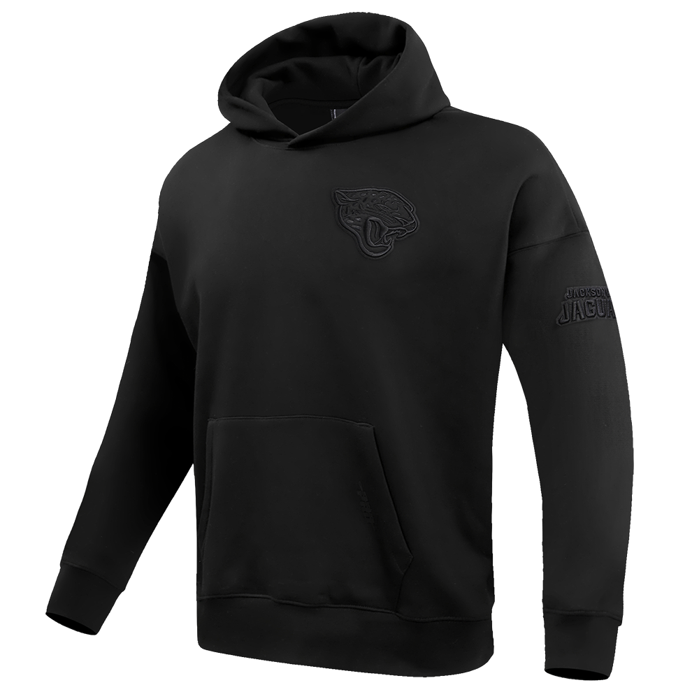 NFL JACKSONVILLE JAGUARS NEUTRAL DROP SHOULDER MEN'S PULLOVER HOODIE (BLACK)