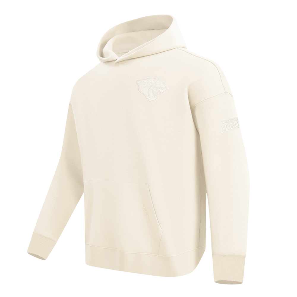 NFL JACKSONVILLE JAGUARS NEUTRAL MEN'S DROP SHOULDER FLEECE PULLOVER HOODIE (EGGSHELL)