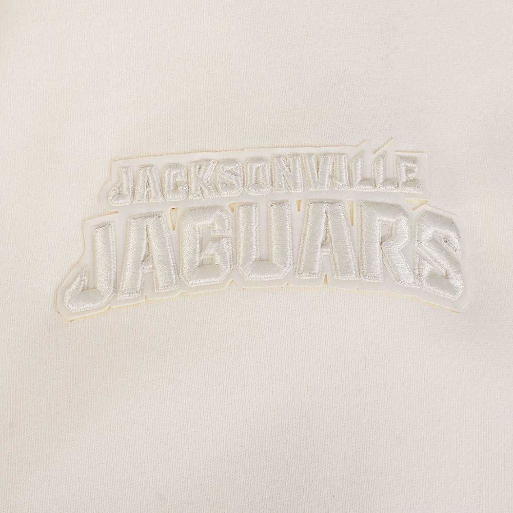 NFL JACKSONVILLE JAGUARS NEUTRAL MEN'S DROP SHOULDER FLEECE PULLOVER HOODIE (EGGSHELL)