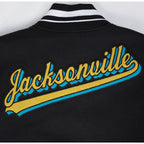 NFL JACKSONVILLE JAGUARS SCRIPT TAIL BLOUSON COLLÉGIAL POUR HOMME (NOIR/BLANC)