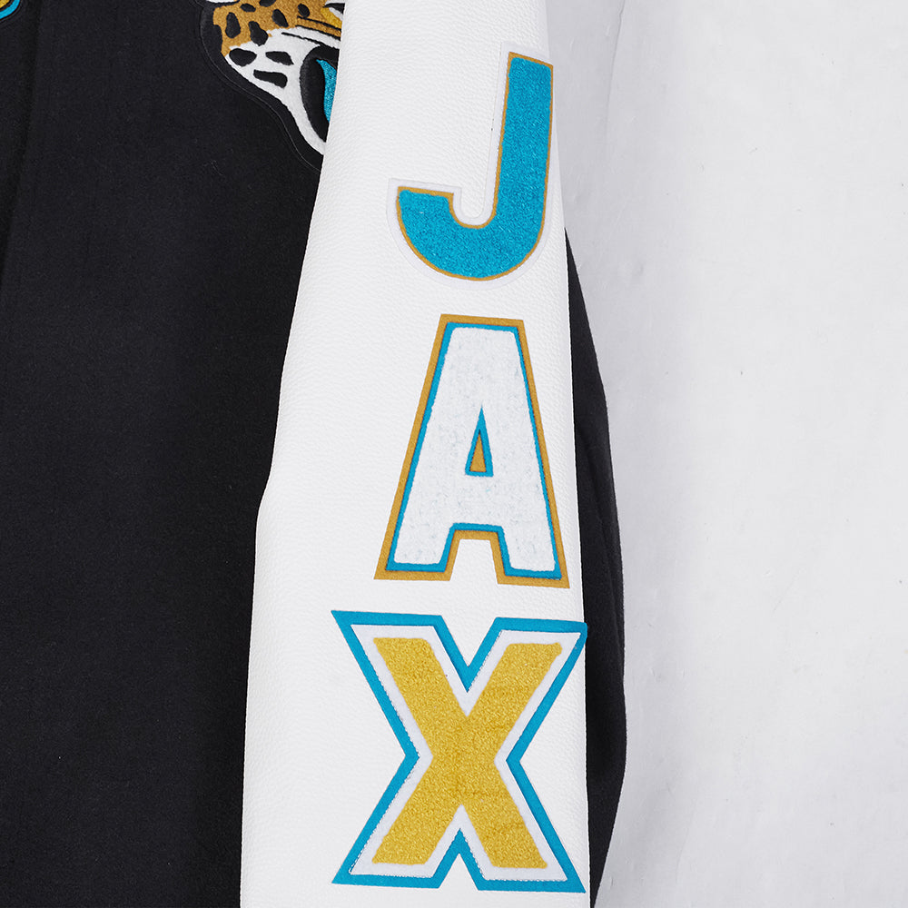 NFL JACKSONVILLE JAGUARS SCRIPT TAIL BLOUSON COLLÉGIAL POUR HOMME (NOIR/BLANC)