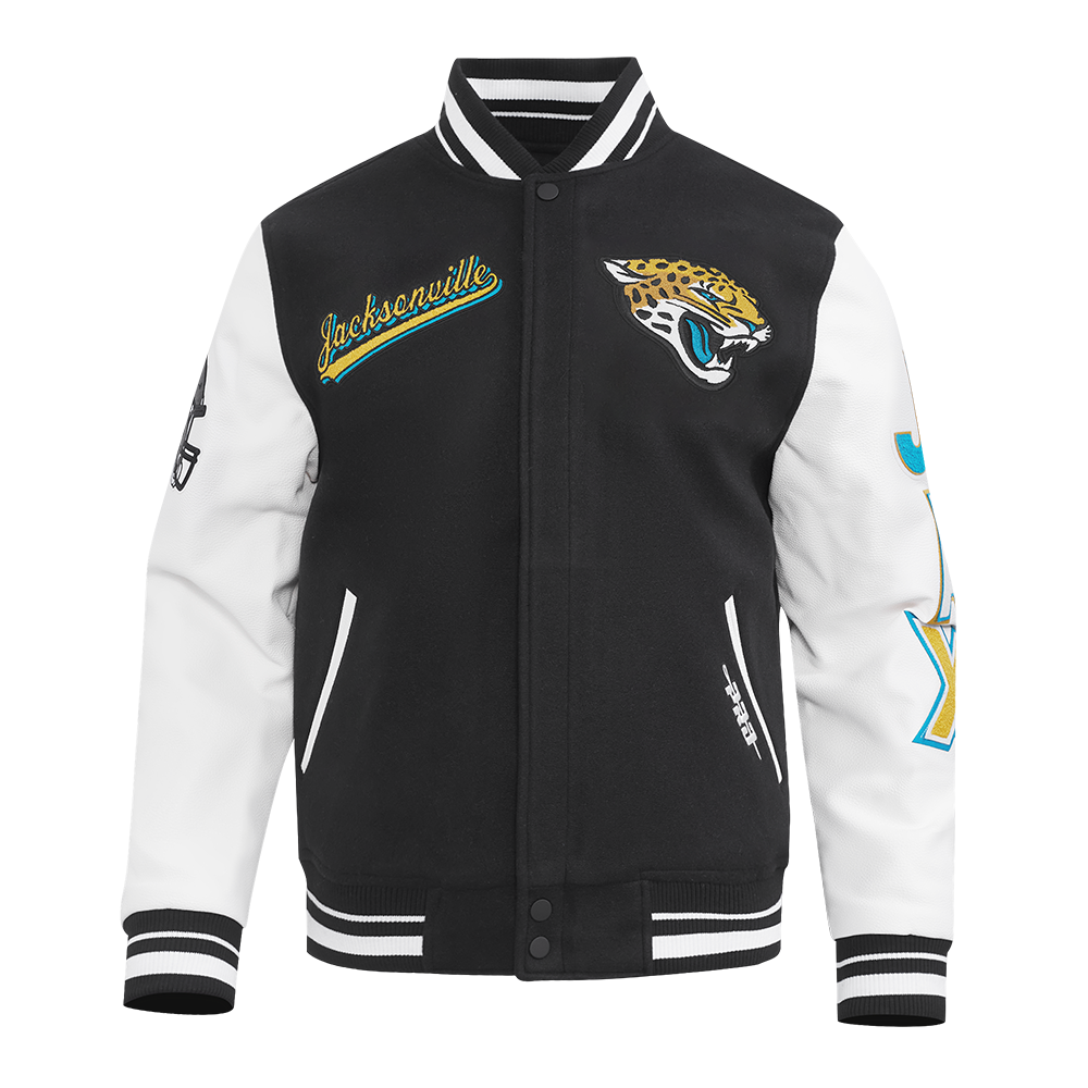 NFL JACKSONVILLE JAGUARS SCRIPT TAIL BLOUSON COLLÉGIAL POUR HOMME (NOIR/BLANC)