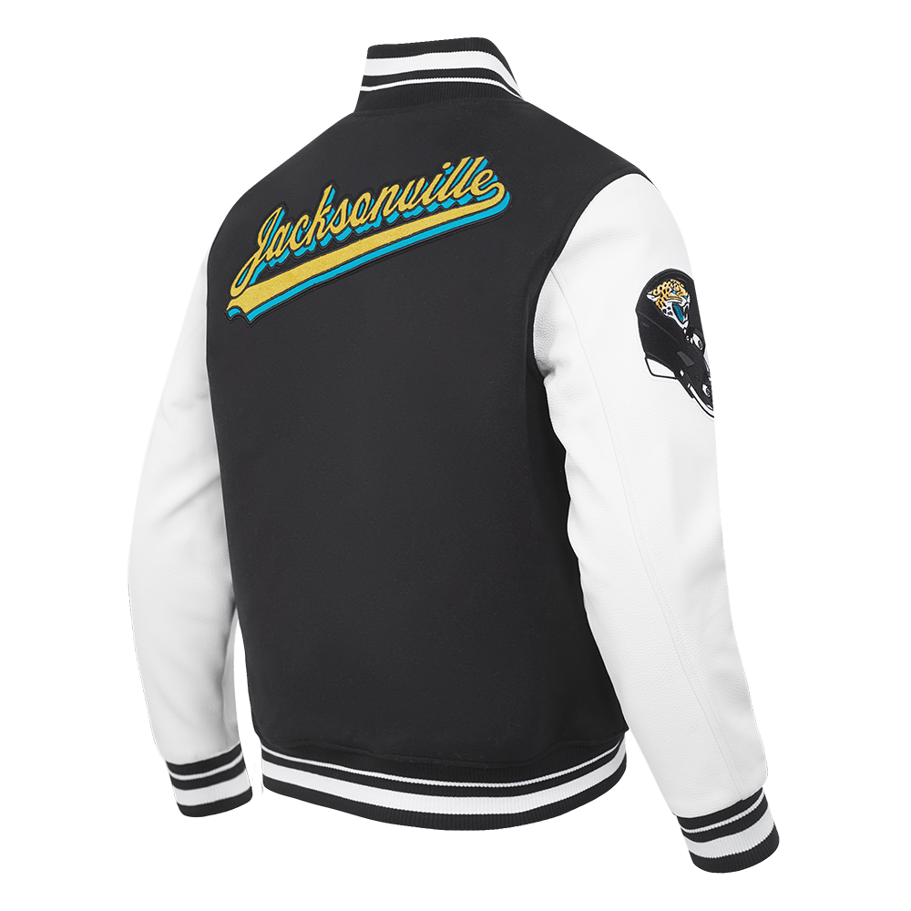 NFL JACKSONVILLE JAGUARS SCRIPT TAIL BLOUSON COLLÉGIAL POUR HOMME (NOIR/BLANC)