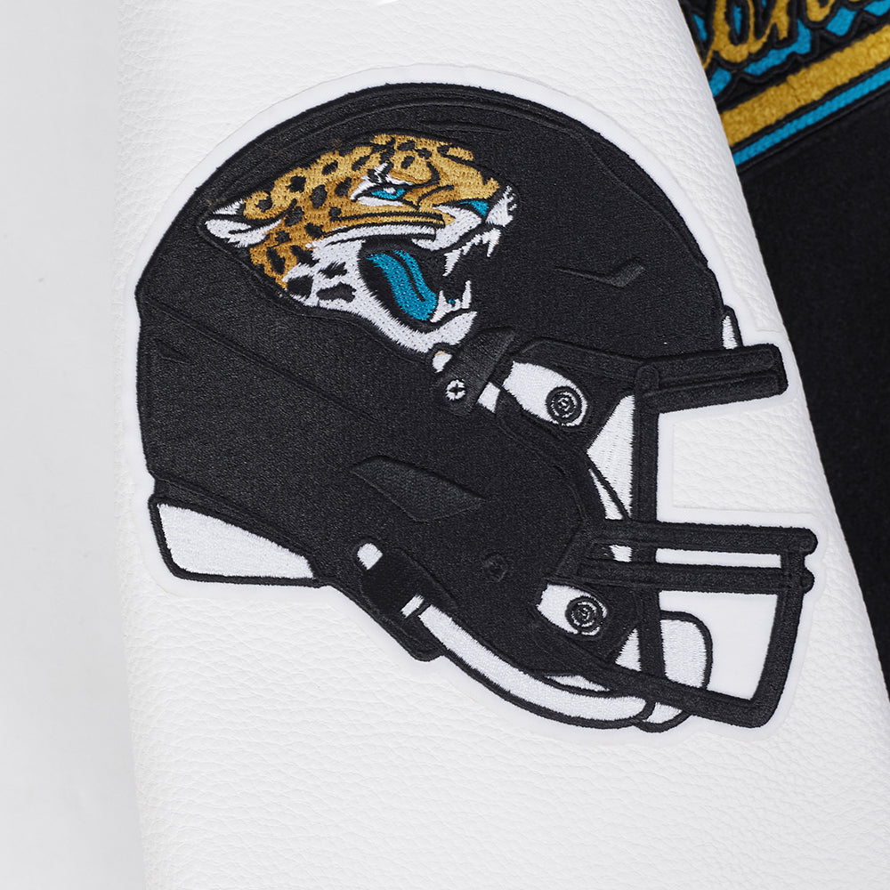 NFL JACKSONVILLE JAGUARS SCRIPT TAIL BLOUSON COLLÉGIAL POUR HOMME (NOIR/BLANC)