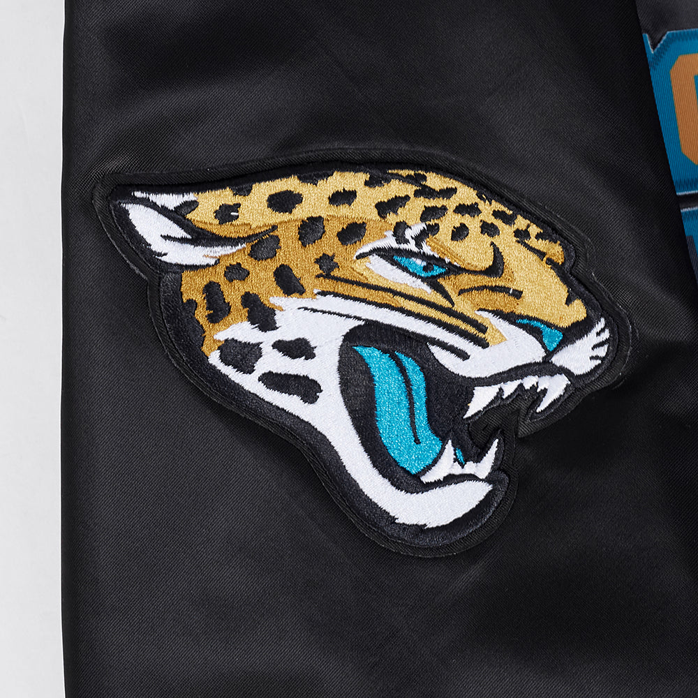 NFL JACKSONVILLE JAGUARS BIG LOGO MEN'S SATIN JACKET (BLACK)