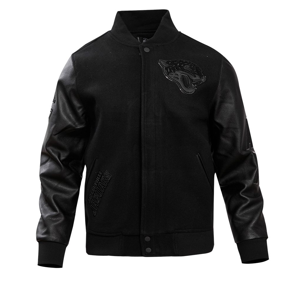 NFL JACKSONVILLE JAGUARS TRIPLE BLACK MEN'S WOOL VARSITY JACKET (TRIPLE BLACK MEN'S)